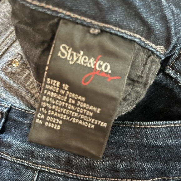 Style & Co Jeans Tummy Control Women's Dark Wash Cropped Jeans Size 12 - Picture 11 of 13